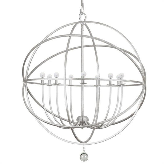 Crystorama Solaris 9 Light Chandelier Olde Silver