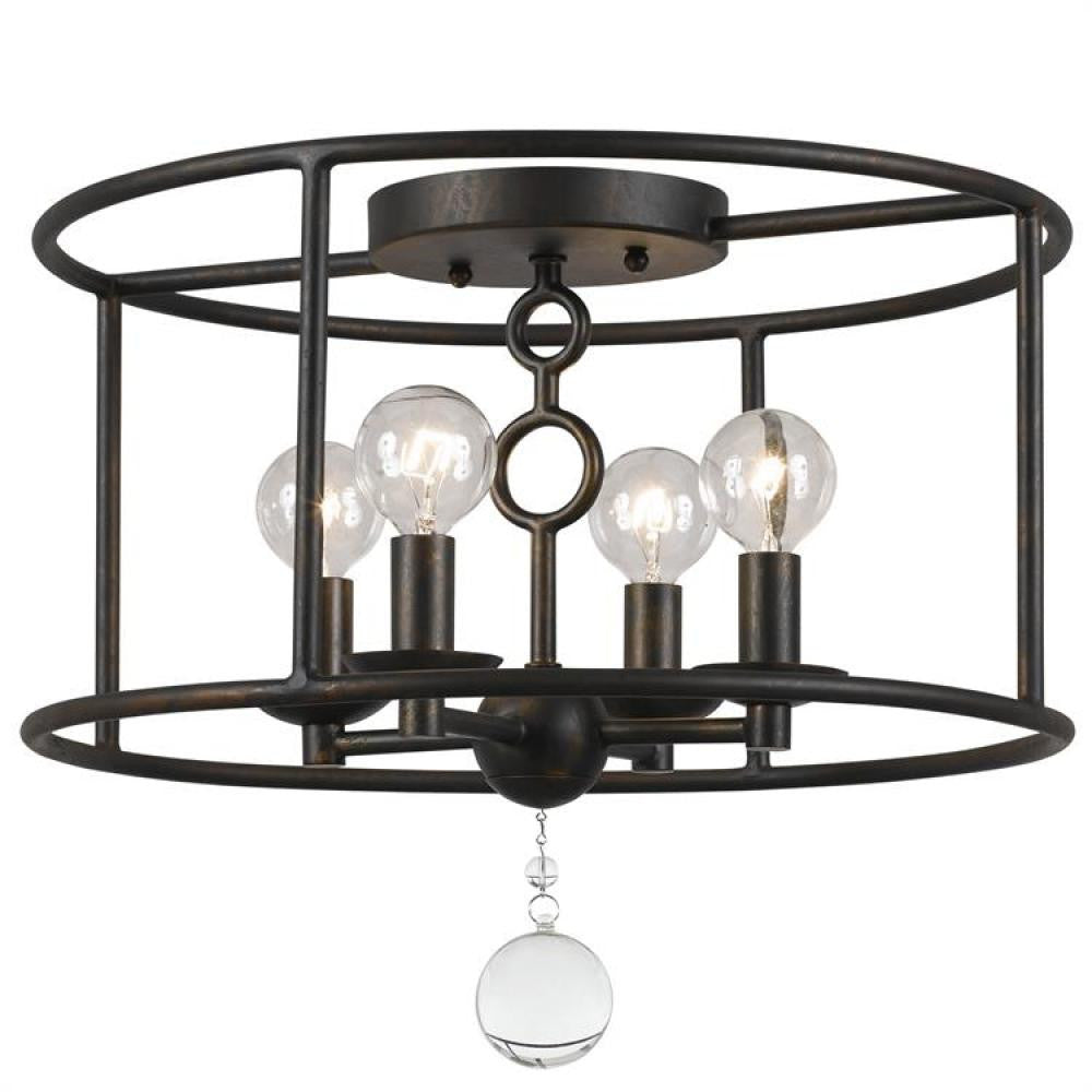Crystorama Cameron Semi Flush Mount English Bronze