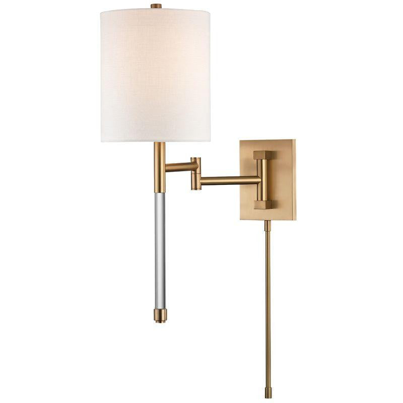 Hudson Valley Englewood Adjustable Wall Sconce With Plug Antique Brass