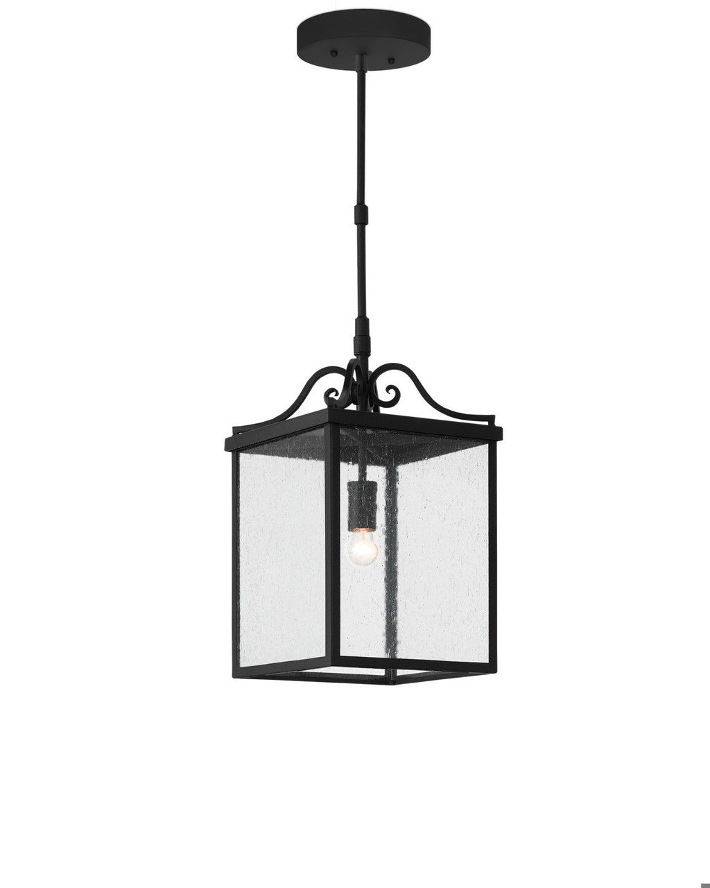 Currey and Company Giatti Small Black Outdoor Lantern Midnight Black, Clear Seeded
