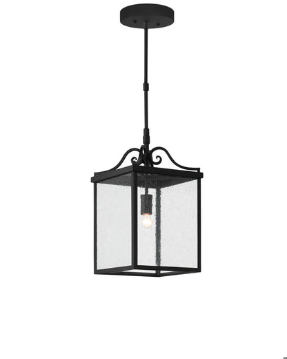 Currey and Company Giatti Small Black Outdoor Lantern Midnight Black, Clear Seeded