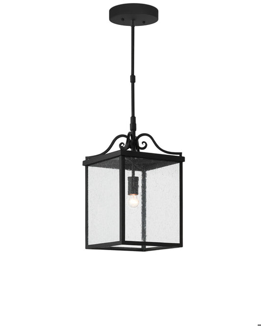 Currey and Company Giatti Small Black Outdoor Lantern Midnight Black, Clear Seeded