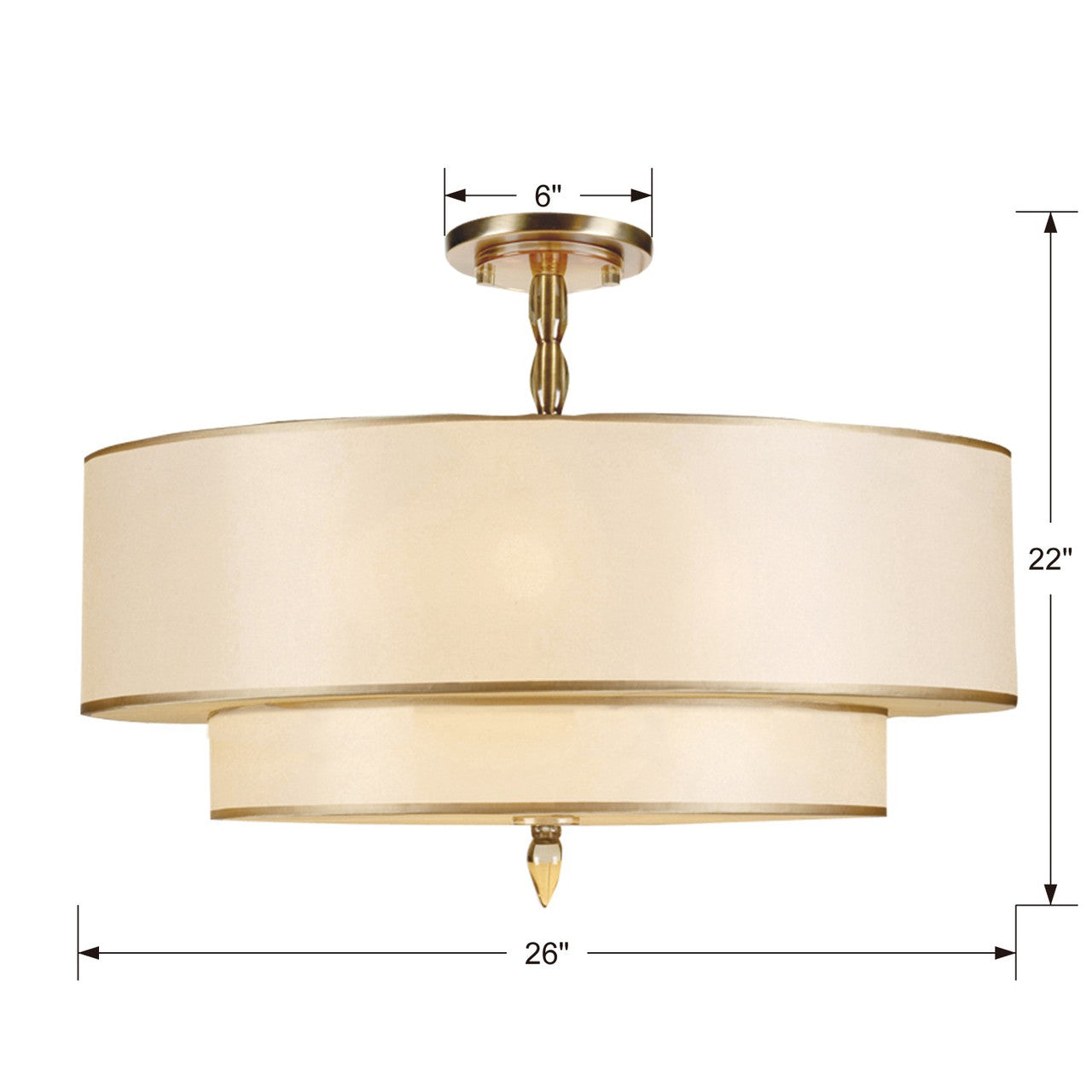 Luxo Semi Flush Mount - Antique Brass 22"H, Crystorama (9507-AB_CEILING 2GR3T)