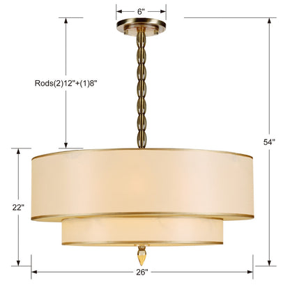 Crystorama Luxo Semi Flush Mount Antique Brass