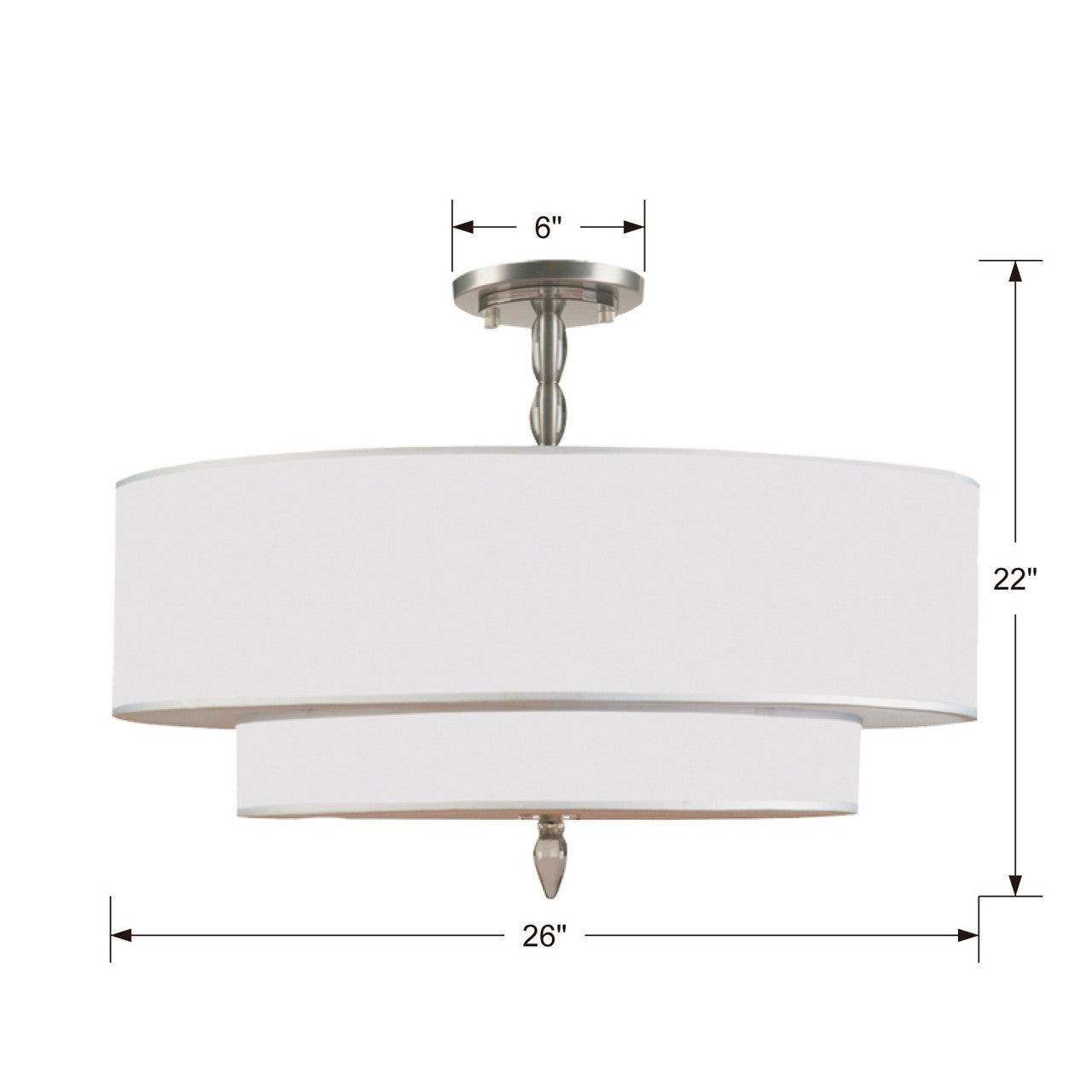 Luxo Semi Flush Mount - Satin Nickel 22"H, Crystorama (9507-SN_CEILING  2GR56)