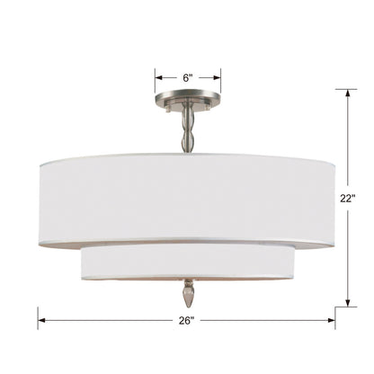 Luxo Semi Flush Mount - Satin Nickel 22"H, Crystorama (9507-SN_CEILING  2GR56)