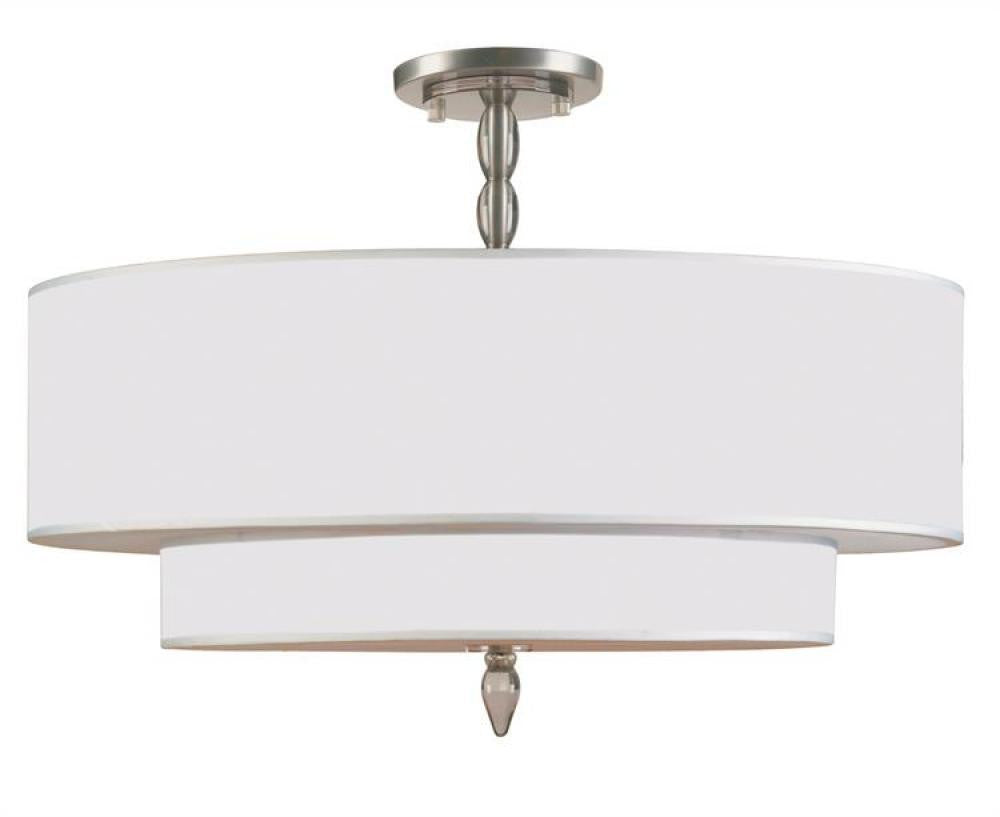 Luxo Semi Flush Mount - Satin Nickel 22"H, Crystorama (9507-SN_CEILING  2GR56)