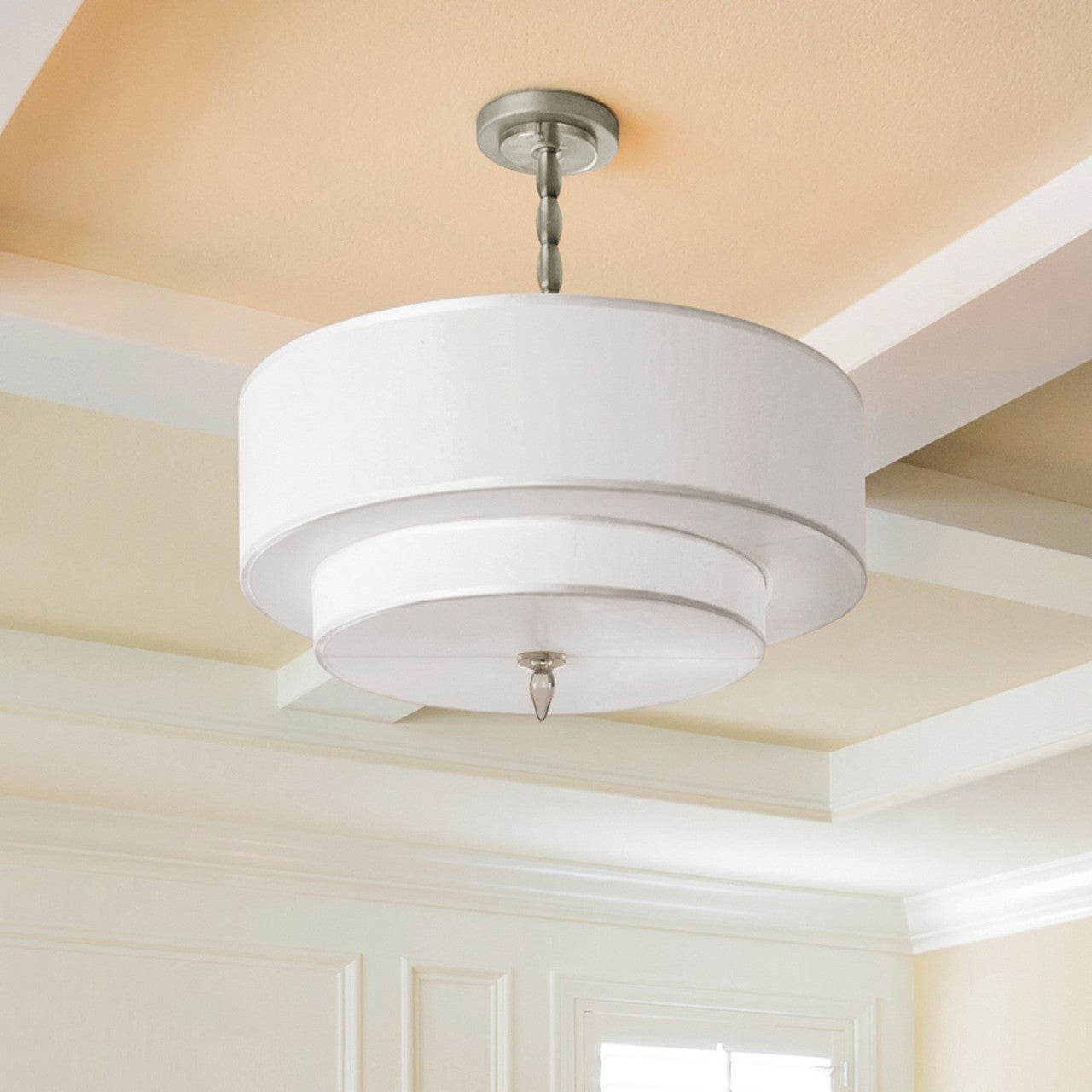 Luxo Semi Flush Mount - Satin Nickel 22"H, Crystorama (9507-SN_CEILING  2GR56)