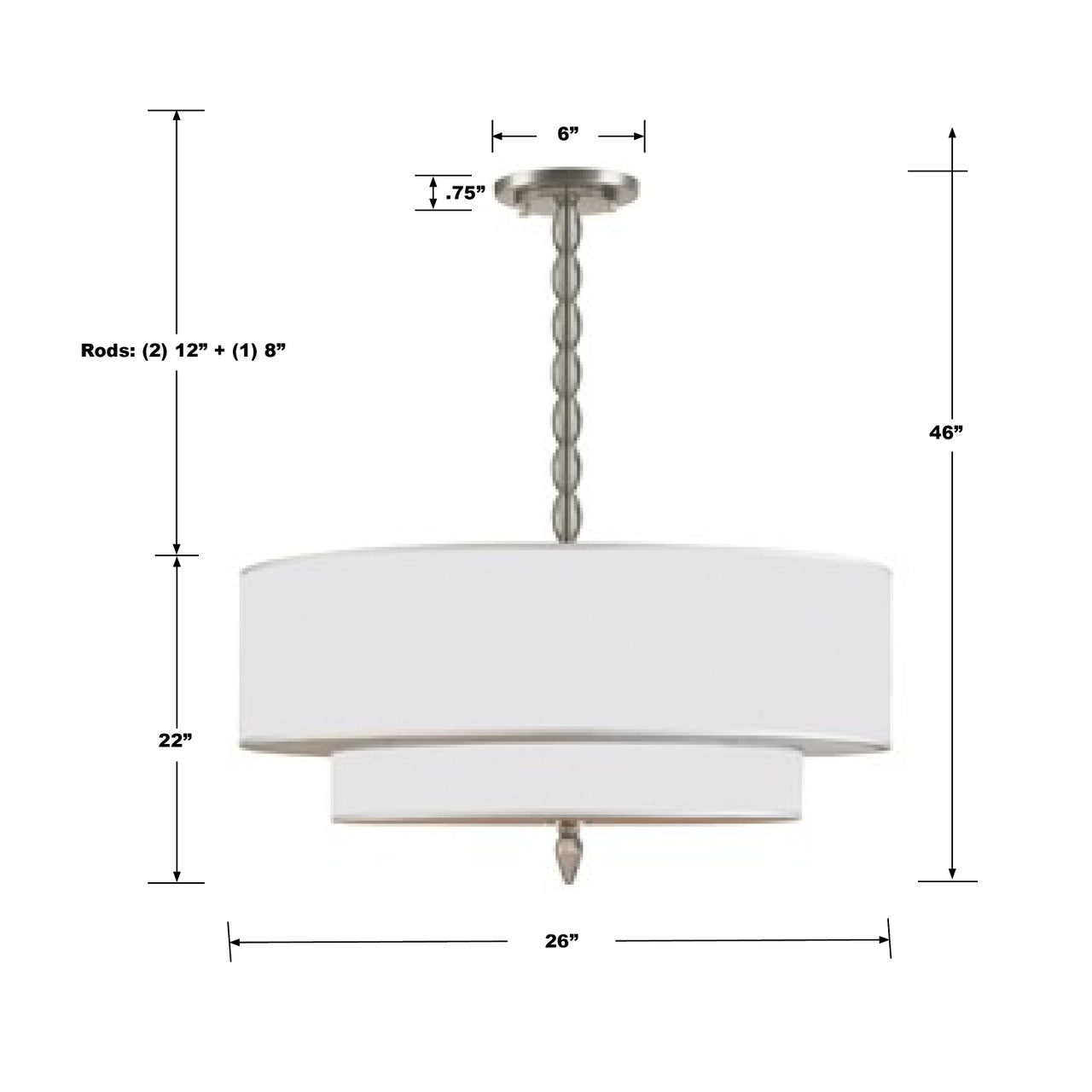 Luxo Chandelier - Satin Nickel 22"H, Crystorama (9507-SN 23RC1)