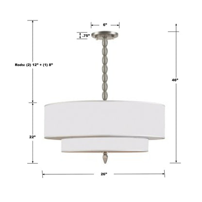 Luxo Chandelier - Satin Nickel 22"H, Crystorama (9507-SN 23RC1)