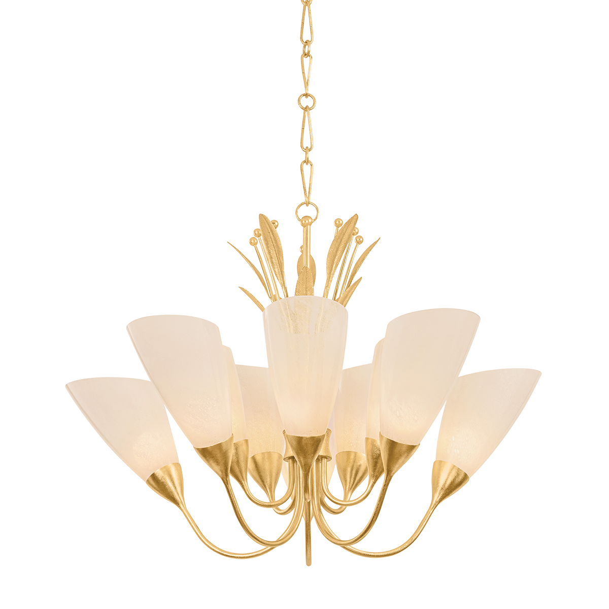 Hudson Valley Forest Glen Chandelier Vintage Gold Leaf