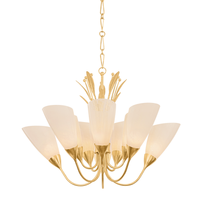 Hudson Valley Forest Glen Chandelier Vintage Gold Leaf