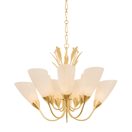 Hudson Valley Forest Glen Chandelier Vintage Gold Leaf