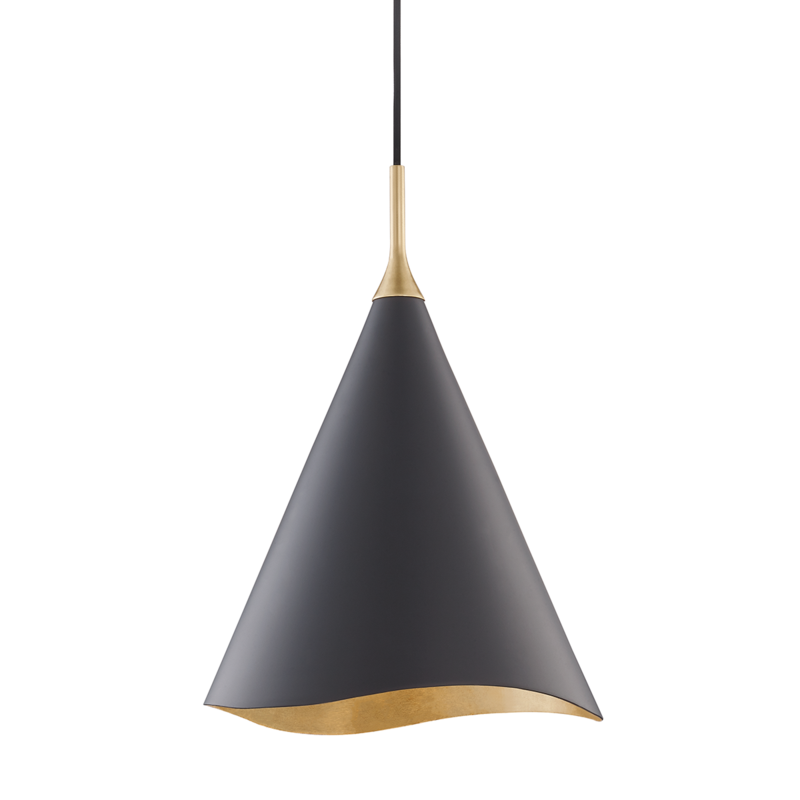 Hudson Valley Martini Pendant Gold Leaf, Black Combo