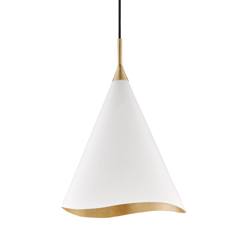 Hudson Valley Martini Pendant Gold Leaf, White