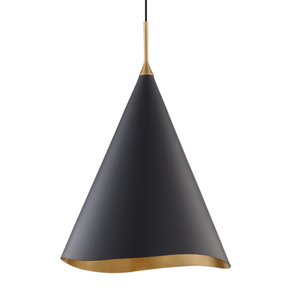 Hudson Valley Martini Pendant Gold Leaf, Black Combo