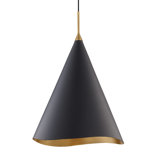 Hudson Valley Martini Pendant Gold Leaf, Black Combo
