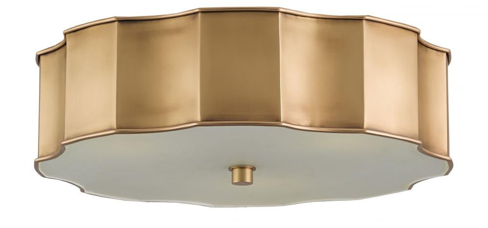 Currey and Company Wexford Brass Flush Mount Antique Brass, Frosted