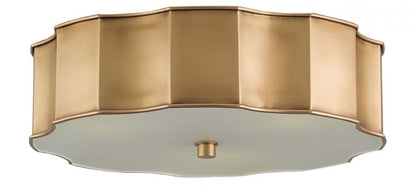 Currey and Company Wexford Brass Flush Mount Antique Brass, Frosted