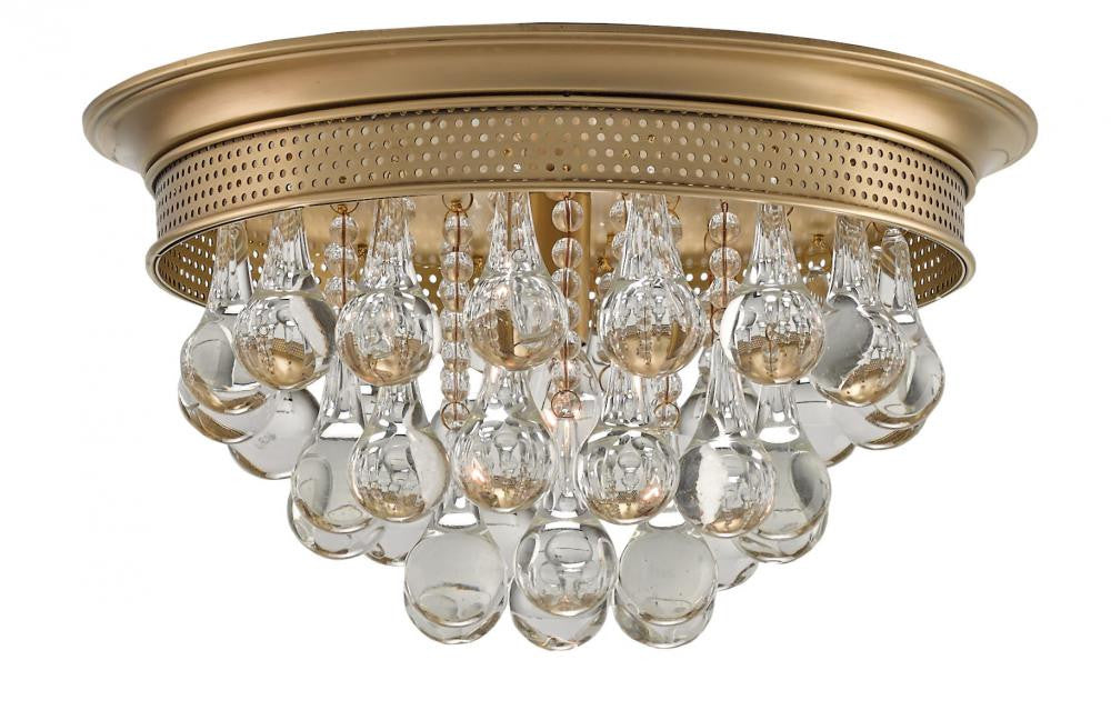 Currey and Company Worthing Brass Flush Mount Antique Brass