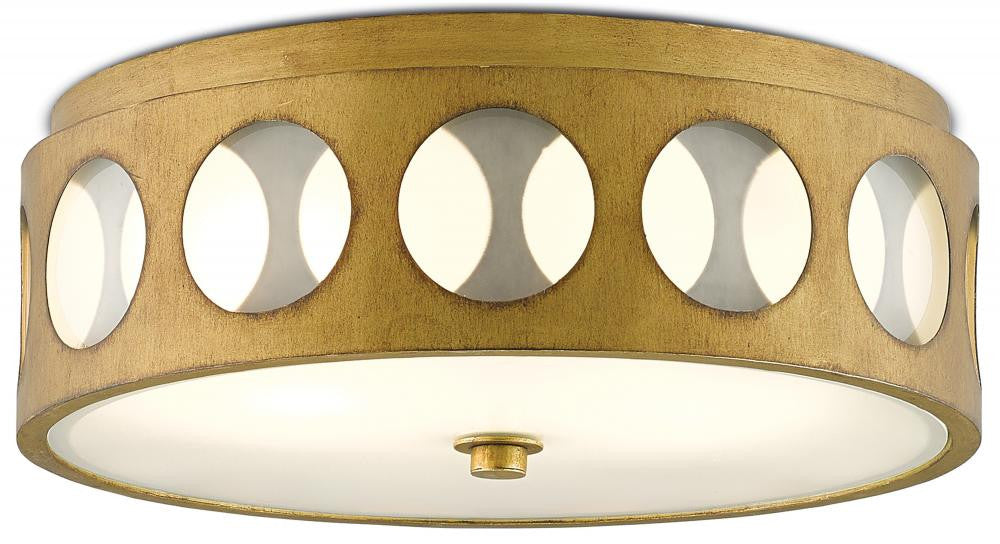 Currey and Company Go-Go Brass Flush Mount Brass, White