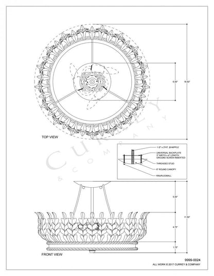 Biddulph Gold Semi-Flush Mount Currey and Company 9999-0024