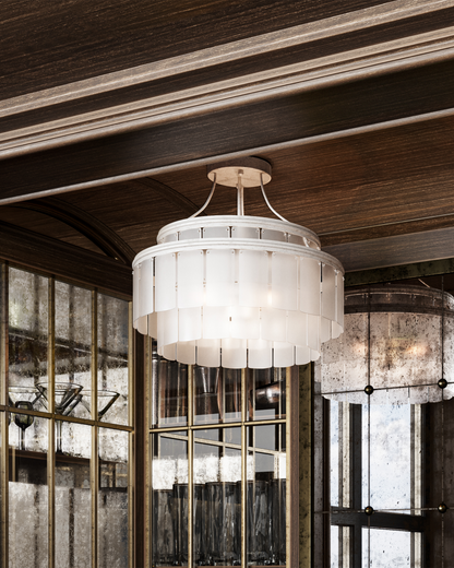 Vintner Blanc Semi-Flush, 3-Light, Contemporary Silver Leaf, 15.5"W, Currey and Company (9999-0030 NDL3)