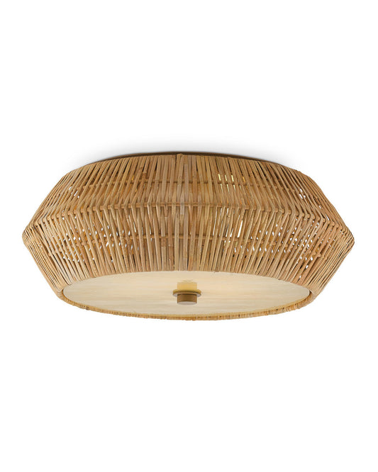 Currey and Company Antibes Natural Flush Mount Natural, Honey Beige