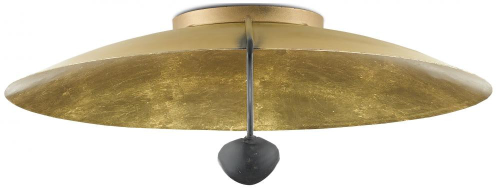 Currey and Company Pinders Gold Flush Mount Contemporary Gold Leaf, French Black