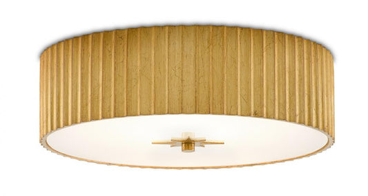 Currey and Company Caravel Gold Flush Mount Gold Leaf, White