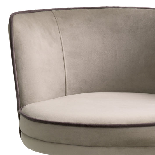 Eichholtz Grenada Bar Stool, Savona Greige Velvet, Savona Grey Velvet Piping, Black And Brass Swivel Base (A117781)