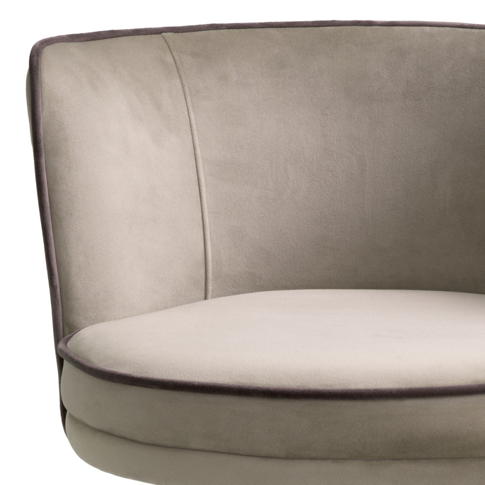 Eichholtz Grenada Counter Stool, Savona Greige Velvet, Savona Grey Velvet Piping, Black And Brass Swivel Base (A117782)