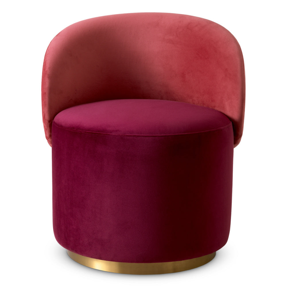 Eichholtz Greer Low Dining Chair, Savona Bordeaux Red Velvet, Savona Faded Red Velvet, Brushed Brass Swivel Base (A117961)