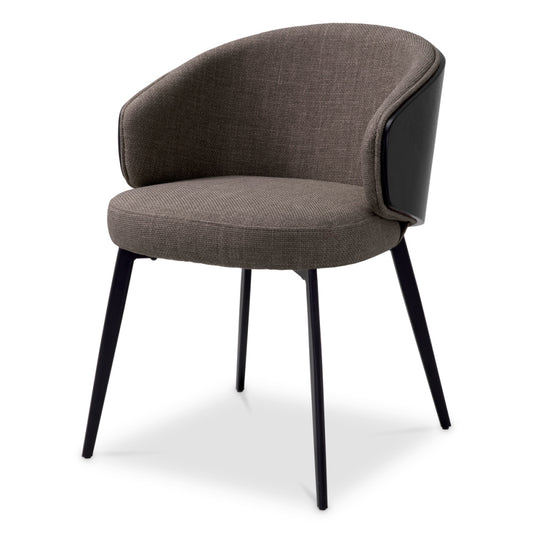 Eichholtz Camerota Dining Chair, Scalea Grey, Black Wooden Back, Black Legs (A118262)