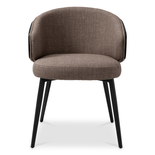 Eichholtz Camerota Dining Chair, Scalea Grey, Black Wooden Back, Black Legs (A118262)