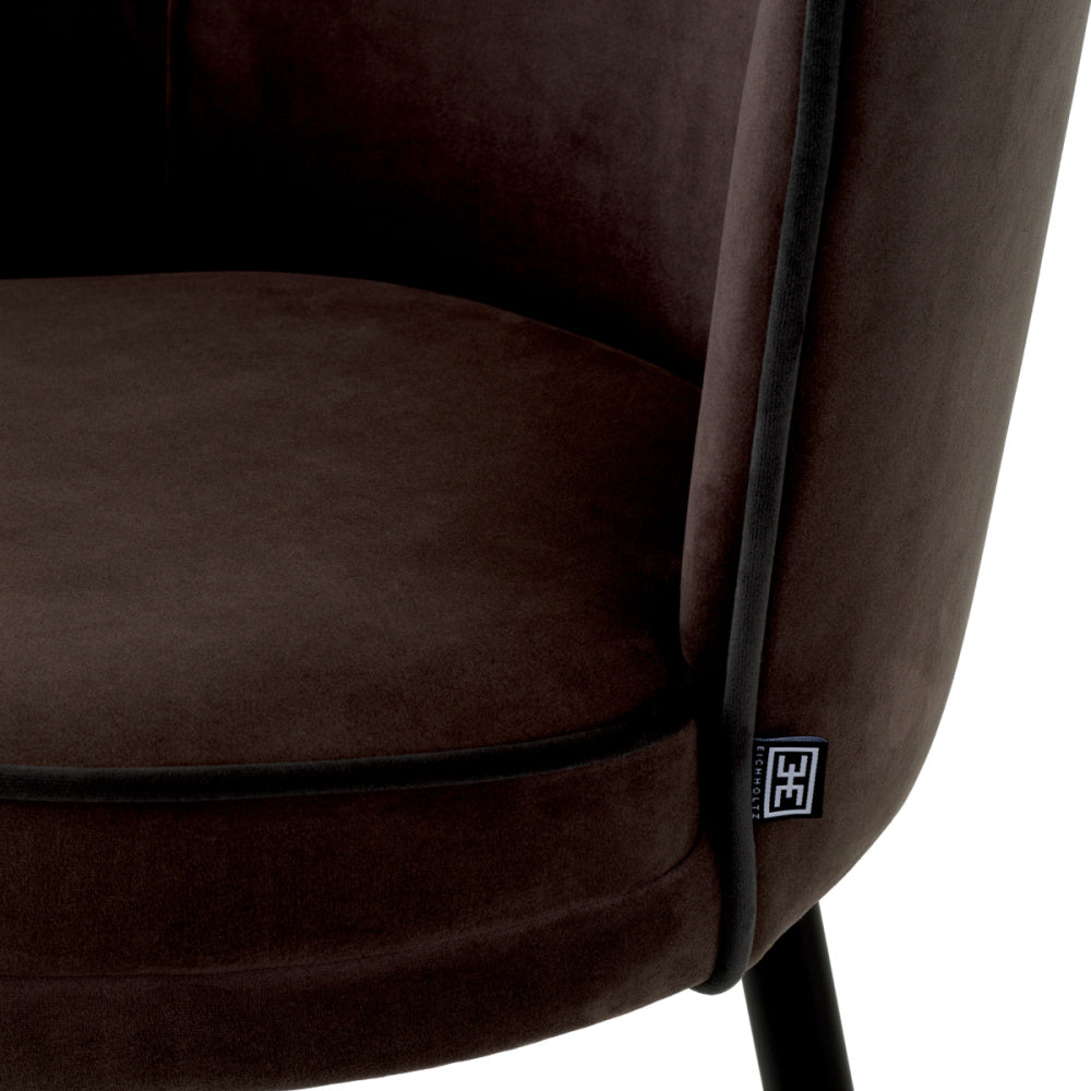 Eichholtz Grenada Bar Stool, Savona Grey Velvet, Savona Dark Grey Velvet Piping, Black And Brass Swivel Base (A118562)