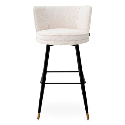 Eichholtz Grenada Bar Stool, Lyssa Off-white, Black And Brass Swivel Base (A118564)