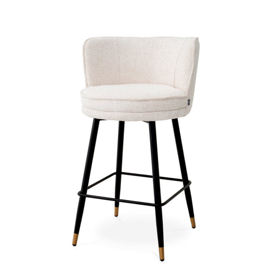 Eichholtz Grenada Counter Stool, Lyssa Off-white, Black And Brass Swivel Base (A118565)