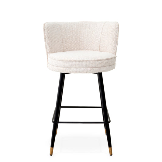 Eichholtz Grenada Counter Stool, Lyssa Off-white, Black And Brass Swivel Base (A118565)