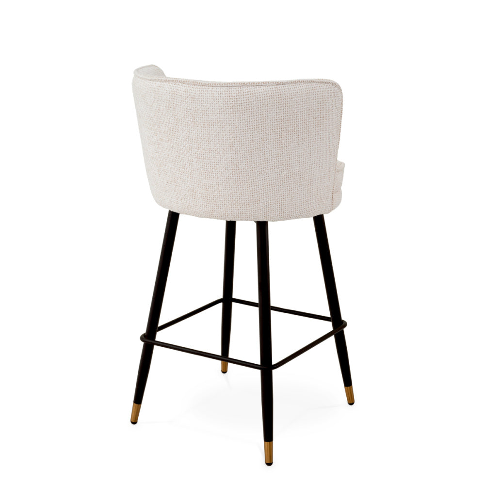 Eichholtz Grenada Counter Stool, Lyssa Off-white, Black And Brass Swivel Base (A118565)