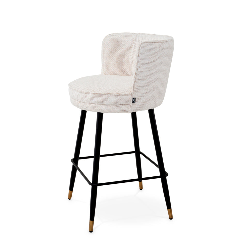 Eichholtz Grenada Counter Stool, Lyssa Off-white, Black And Brass Swivel Base (A118565)