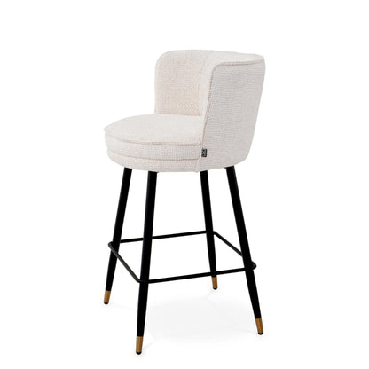 Eichholtz Grenada Counter Stool, Lyssa Off-white, Black And Brass Swivel Base (A118565)