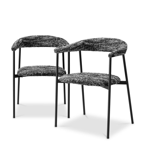 Eichholtz Julio Dining Chair, Bouclé Sonata Black, Black Legs (A118713)