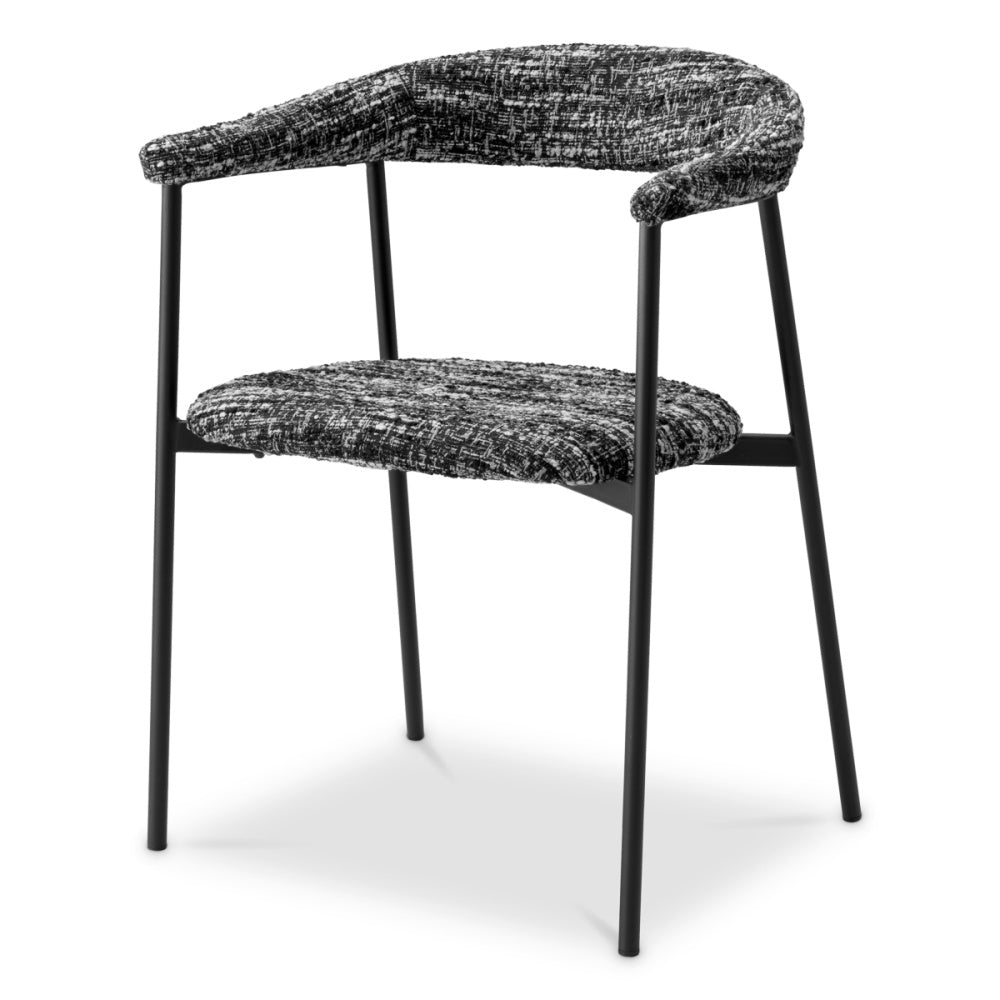 Eichholtz Julio Dining Chair, Bouclé Sonata Black, Black Legs (A118713)
