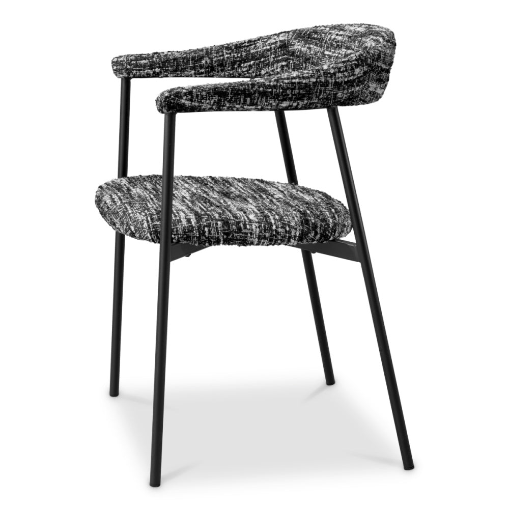 Eichholtz Julio Dining Chair, Bouclé Sonata Black, Black Legs (A118713)