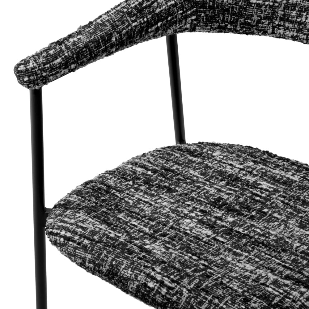 Eichholtz Julio Dining Chair, Bouclé Sonata Black, Black Legs (A118713)