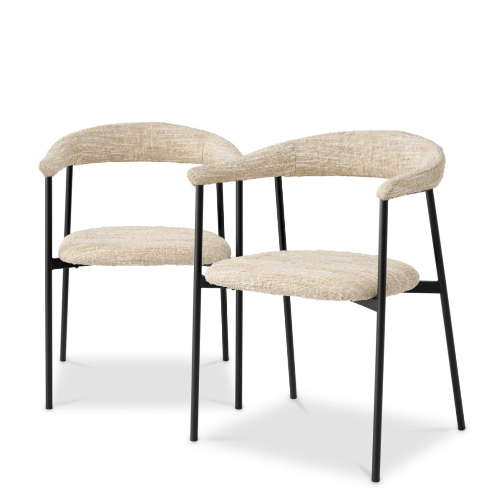 Eichholtz Julio Dining Chair, Bouclé Sonata Cream, Black Legs (A118714)