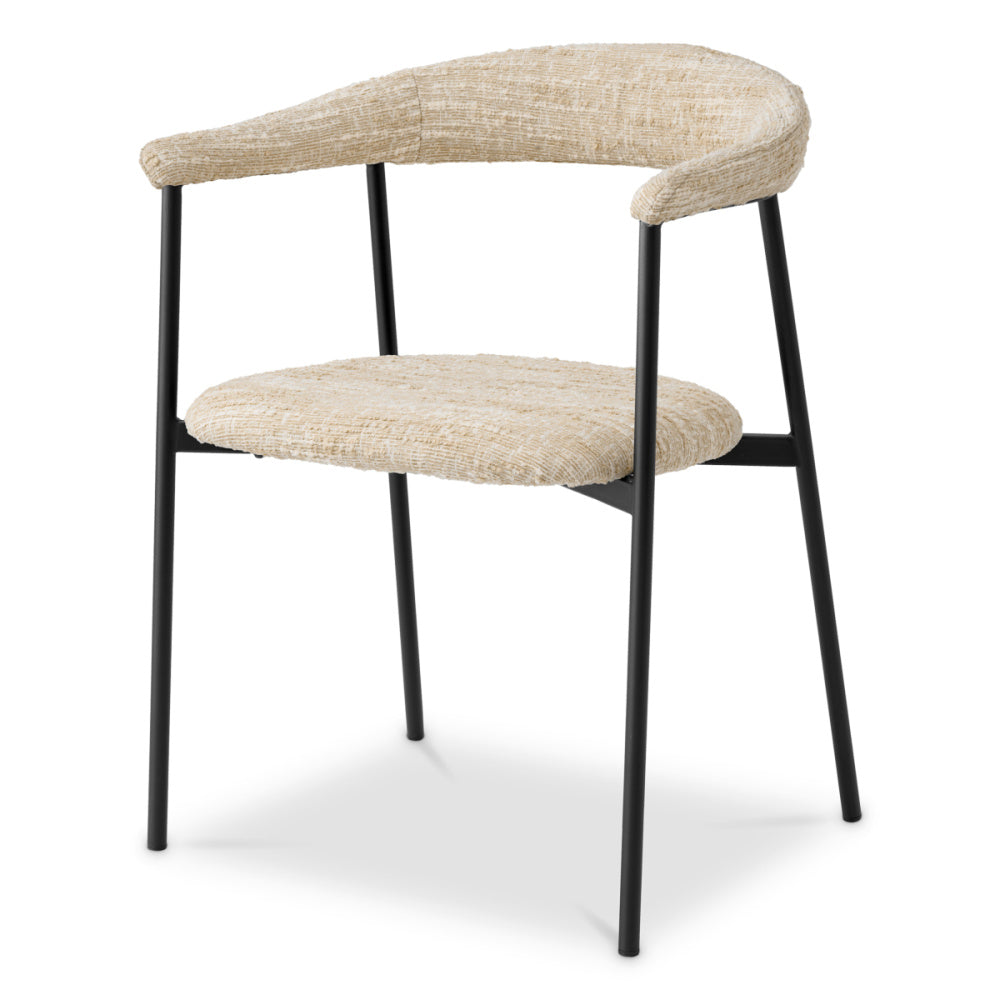 Eichholtz Julio Dining Chair, Bouclé Sonata Cream, Black Legs (A118714)