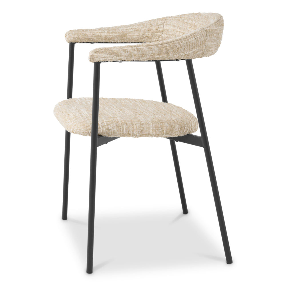 Eichholtz Julio Dining Chair, Bouclé Sonata Cream, Black Legs (A118714)