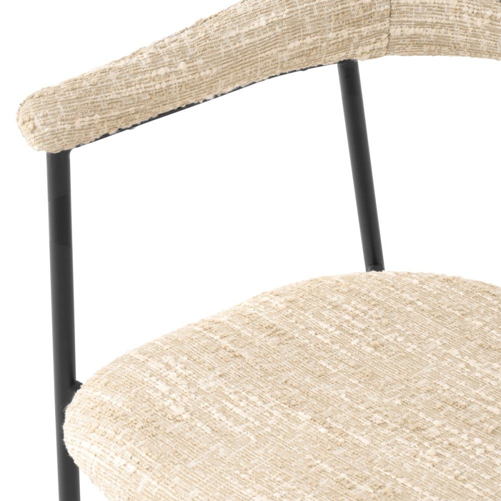 Eichholtz Julio Dining Chair, Bouclé Sonata Cream, Black Legs (A118714)